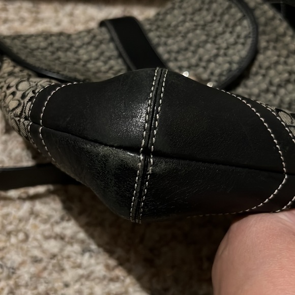 Pre-owned Coach Signature C Black Leather/canvas Crossbody Bag - Picture 9 of 10